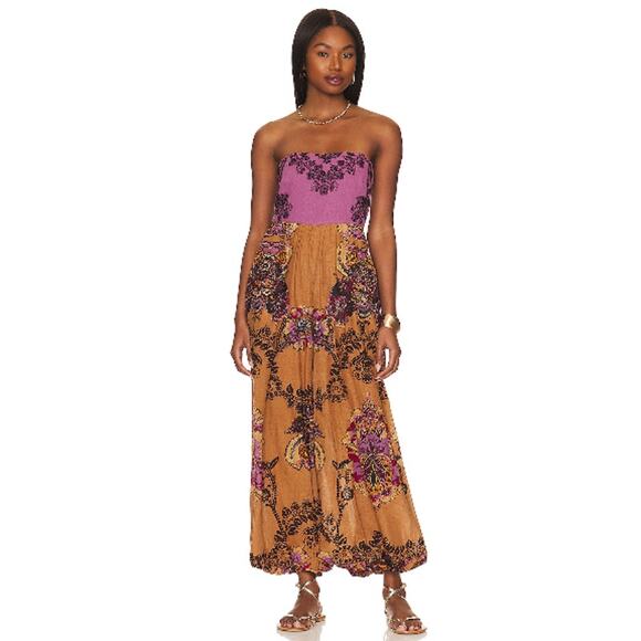 Free People Indio Sun Jumpsuit in Golden Combo - Picture 1 of 11